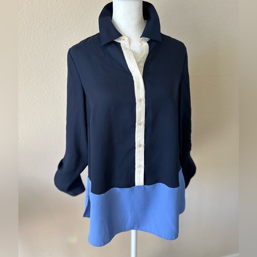 Talbots Color Block Button Down Top - image 3